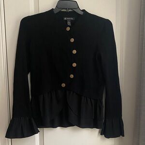 Crew Neck Rounded Button-Up Women's Knit Top